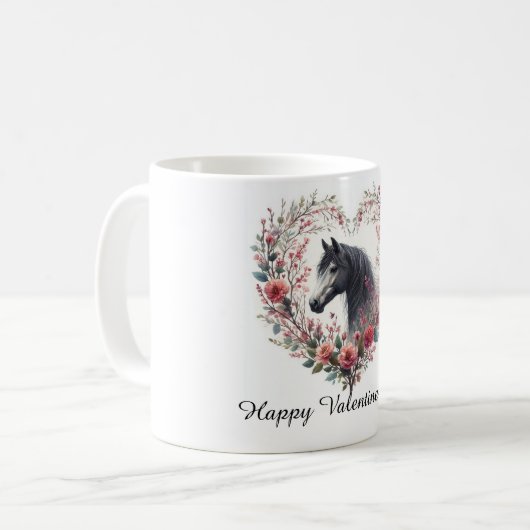 Horse in Wildflower Heart – Valentine’s Day Mug Kaffeetasse (Vorderseite Links)