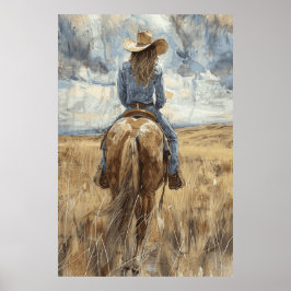 Horse Lover Cowgirl Art Poster