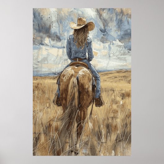 Horse Lover Cowgirl Art Poster (Vorne)