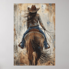 Horse Lover Cowgirl Art Poster