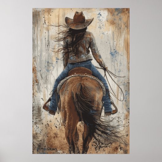 Horse Lover Cowgirl Art Poster (Vorne)