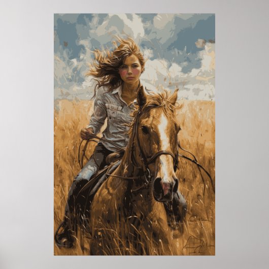 Horse Lover Cowgirl Art Poster (Vorne)
