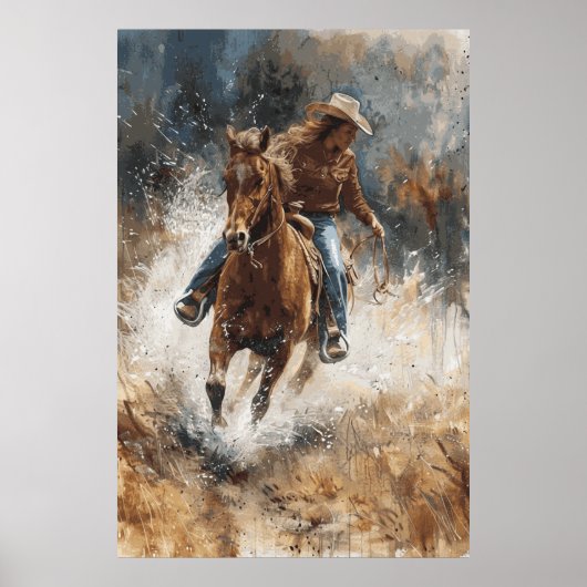 Horse Lover Cowgirl Art Poster (Vorne)