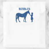 HORSE & MÄDCHEN PERSONALISIERT. OVALER AUFKLEBER (Tasche)