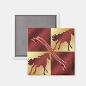 Horse Maroon und Gold Frohe Weihnachten Magnet (Vorderseite/Rückseite)