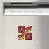 Horse Maroon und Gold Frohe Weihnachten Magnet (In Situ (Geschirrspüler))