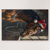 Horse Noble Chiaroscuro Christmas Stable Hat Puzzle (Horizontal)