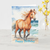Horse on Beach Birthday Karte (Gelbe Blume)