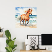 Horse on Beach Poster (Heimbüro)