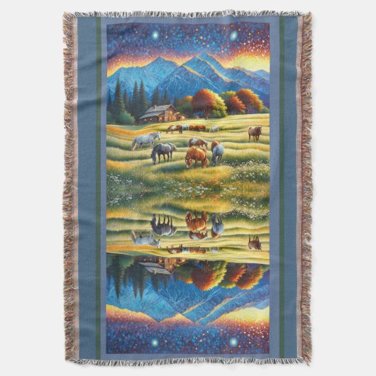 Horse on Farm Wildflower Meadow Decke (Vorderseite Vertikal)