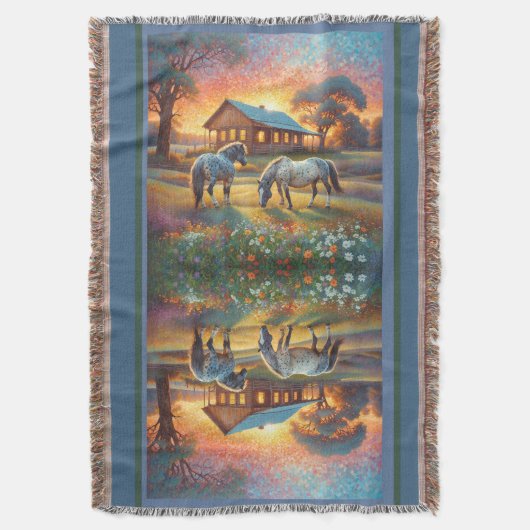 Horse on Farm Wildflower Meadow Decke (Vorderseite Vertikal)