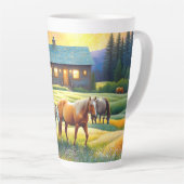 Horse on Farm Wildflower Meadow Milchtasse (Rechte Ecke)