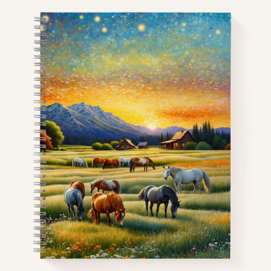 Horse on Farm Wildflower Meadow Notizblock (Vorderseite)