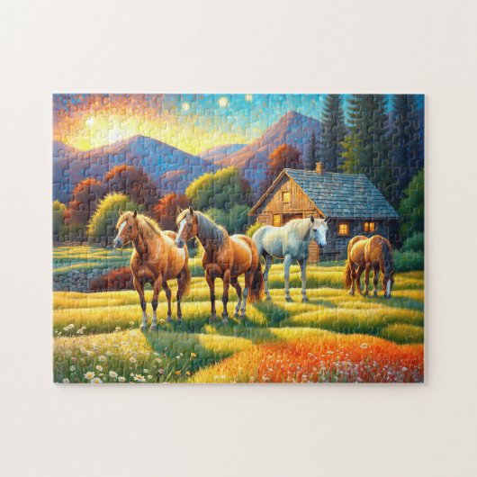 Horse on Farm Wildflower Meadow Puzzle (Horizontal)