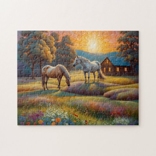Horse on Farm Wildflower Meadow Puzzle (Horizontal)
