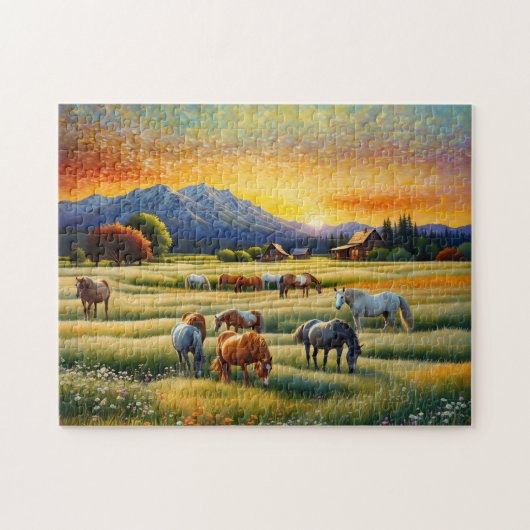 Horse on Farm Wildflower Meadow Puzzle (Horizontal)