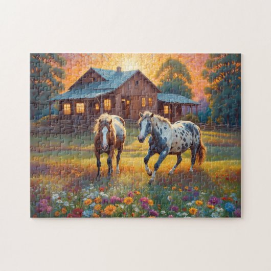 Horse on Farm Wildflower Meadow Puzzle (Horizontal)