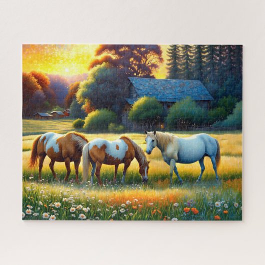 Horse on Farm Wildflower Meadow Puzzle (Horizontal)
