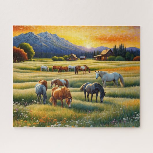 Horse on Farm Wildflower Meadow Puzzle (Horizontal)