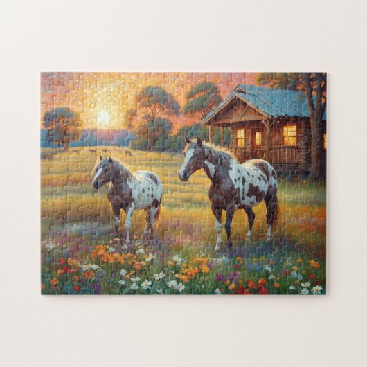 Horse on Farm Wildflower Meadow Puzzle (Horizontal)