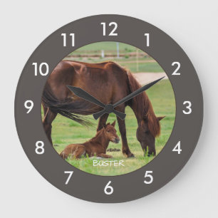 Horse Personalized Large Clock Große Wanduhr