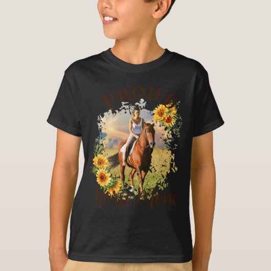 Horse Pet Photo Text Sunflower Accent T Shirt (Vorderseite)