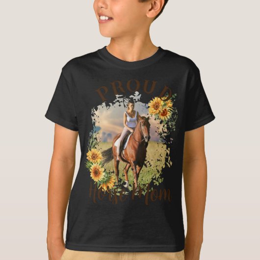Horse Pet Photo Text Sunflower Accent T Shirt (Vorderseite)