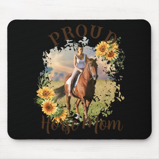 Horse Pet Photo Text Sunflower Accent T Shirt Mousepad (Vorne)