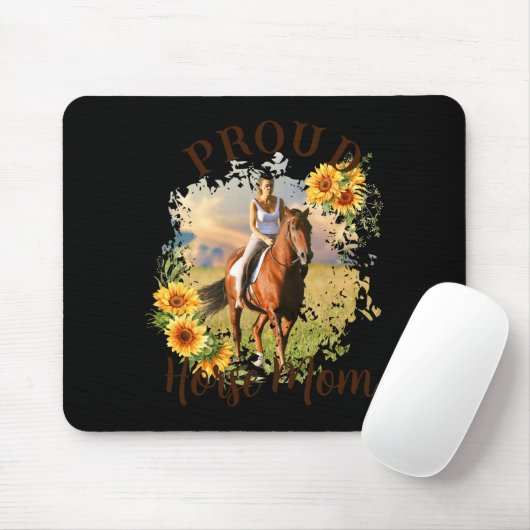 Horse Pet Photo Text Sunflower Accent T Shirt  Mousepad (Mit Mouse)
