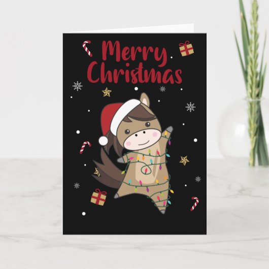 Horse Pony Christmas Snow Winter Animals Horses Ca Karte (Vorderseite)