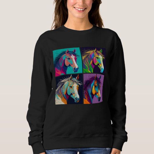 Horse Pop Art Design Illustration Colorful Animal  Sweatshirt (Vorderseite)