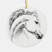 Horse portrait pencil drawing Equestrian art Keramik Ornament (Vorne)
