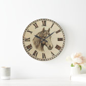 Horse Portrait Wall Clock - Rustic Elegance Große Wanduhr (Zuhause)