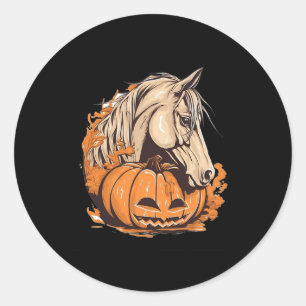 Horse Pumpkin Halloween Kostümreiten E Runder Aufkleber