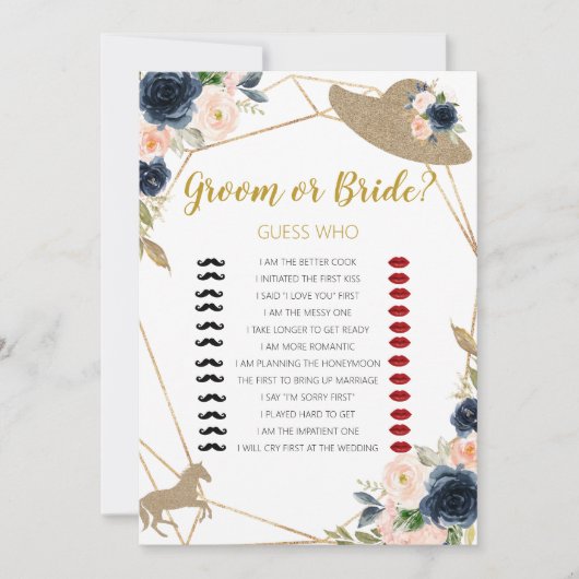 Horse Race Groom or Bride Bridal Shower Game  Einladung (Vorderseite)