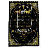 Horse Racing Derby Day Party Art Deco Black Gold Mittlere Geschenktüte (Rückseite)