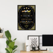 Horse Racing Derby Day Party Art Deco Black Gold Poster (Heimbüro)