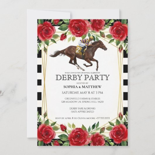 Horse Racing Derby Party Invitation Art Einladung (Vorderseite)