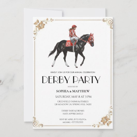 Horse Racing Derby Party Invitation Art Einladung (Vorderseite)