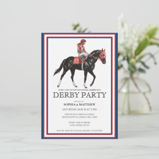 Horse Racing Derby Party Invitation Art Einladung (Stehend Vorderseite)