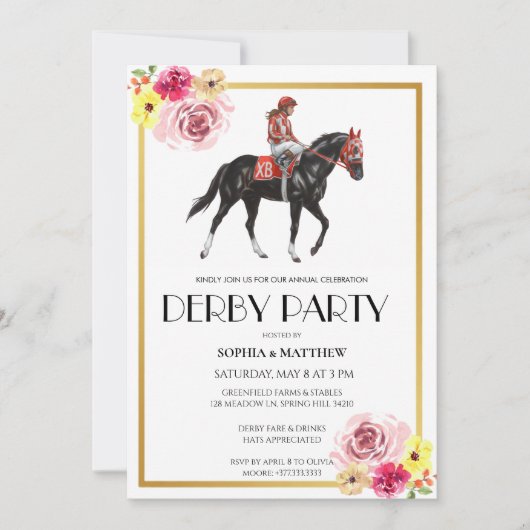 Horse Racing Derby Party Invitation Art Einladung (Vorderseite)