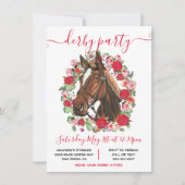 Horse Racing Derby Party Wreath Einladung (Vorderseite)