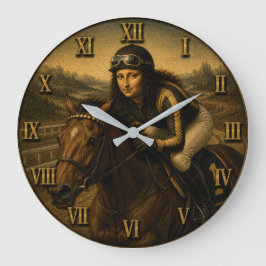 Horse Racing Funny Mona Lisa  Jockey Gift  Große Wanduhr