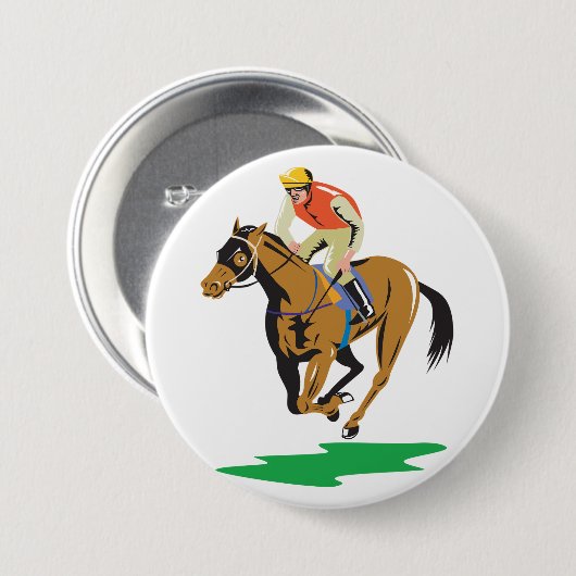 Horse Racing Jockey Galloping Button (Vorne & Hinten)