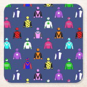 Horse Racing Jockey Silks auf Navy Blue Rechteckiger Pappuntersetzer (Vorderseite)