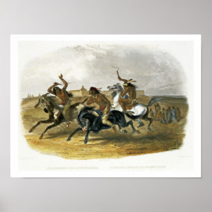 Horse Racing of Sioux Indians near Fort Pierre, pl Poster