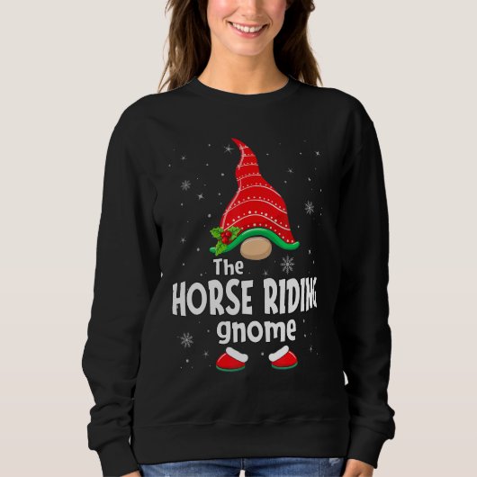 Horse Riding Gnome Family Group Christmas Party Pa Sweatshirt (Vorderseite)