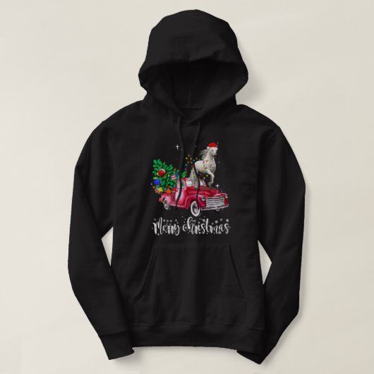 Horse Riding Red Truck Xmas Merry Christmas  Hoodie (Design vorne)
