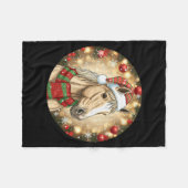Horse Santa Hat Christmas Lights Family Matching W Fleecedecke (Vorderseite (Horizontal))