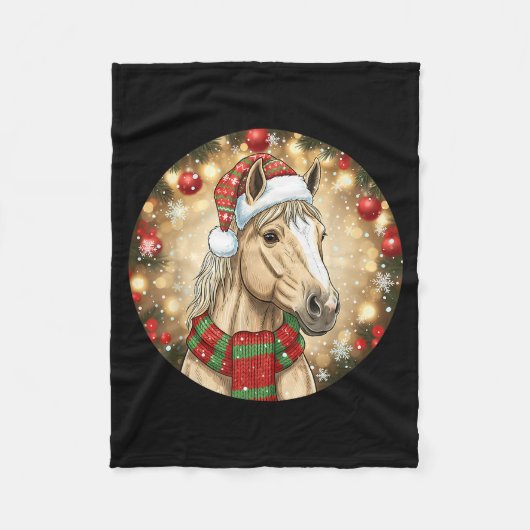 Horse Santa Hat Christmas Lights Family Matching W Fleecedecke (Vorderseite)